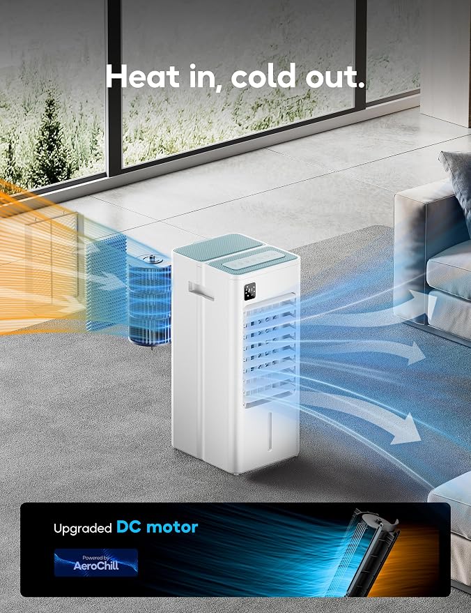Portable Air Conditioner Windowless, Evaporative Cooler with Screen, Remote, 3 Speeds, 12H Timer-05
