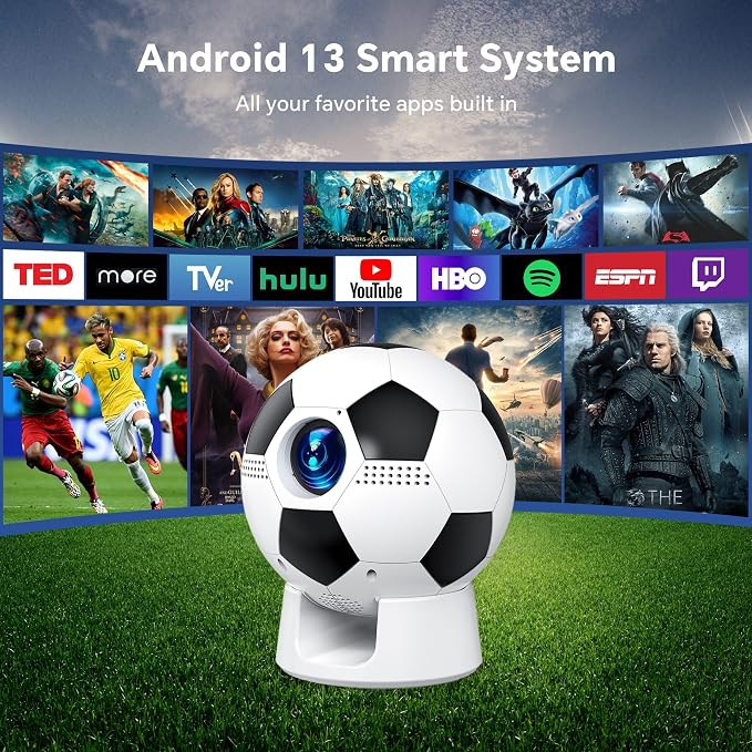 [Built in APP & Electric Focus] Smart Mini Projector with WiFi 6 & Bluetooth 5.4, Movie Projector for Bedroom Outdoor, Auto Keystone, 1080P Supported, Compatible with Smartphone HDMI USB