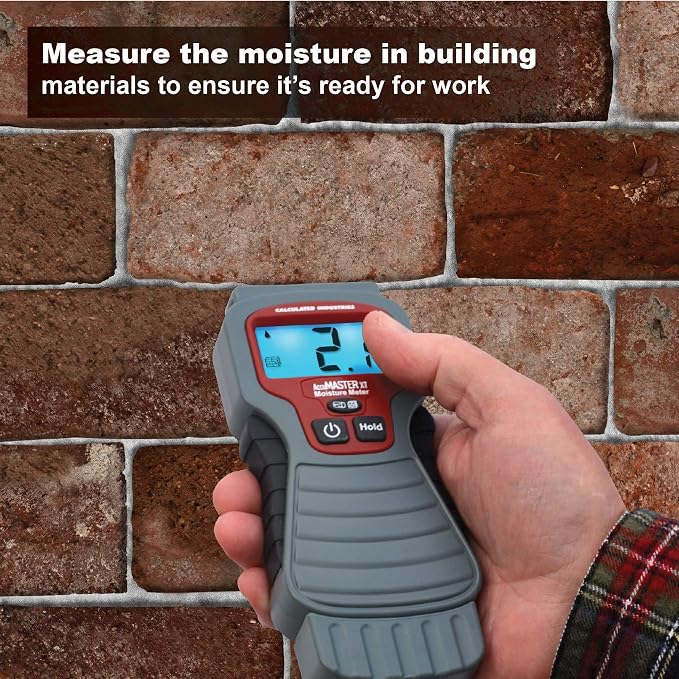 Calculated Industries 7440 AccuMASTER XT Digital Moisture Meter | Handheld |Pin Type | Backlit LCD Display | Detects Leaks, Damp and Moisture in Wood, Walls, Ceilings, Carpet and Firewood | Handheld, Pin Type, Backlit LCD Display, Detects Leaks, Damp a...