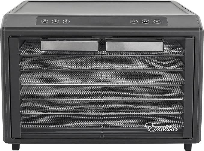 Excalibur Electric Food Dehydrator Select Series 6-Tray with Adjustable Temperature Control Includes Chrome Plated Drying Trays Stainless Steel Construction and Glass French Doors, 700-Watts, Black