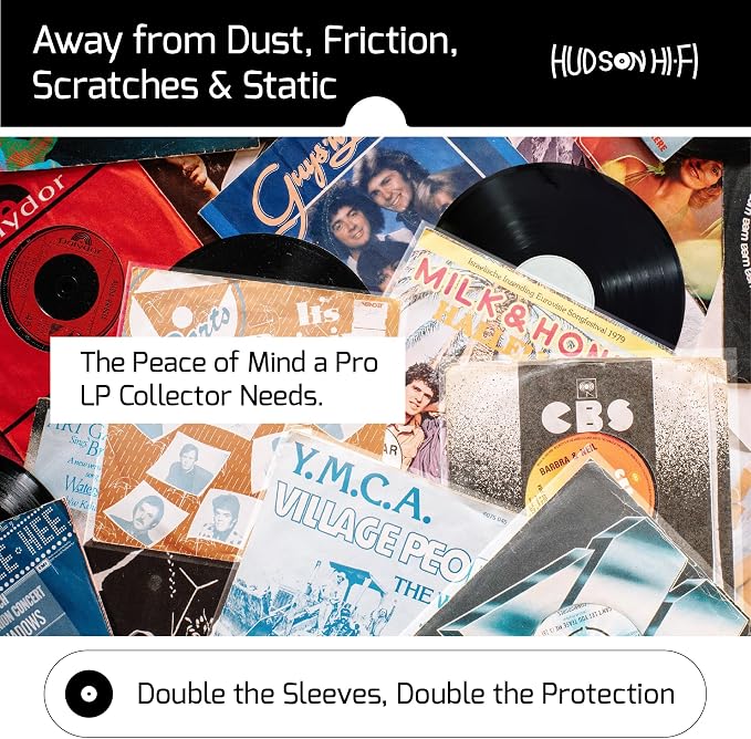 Hudson Hi-Fi Anti-Static Vinyl Record 250 Inner 250 Outer Sleeves - Ultimate LP Protection from Scratches, Dust & Dirt- Acid Free Thick Rice Paper