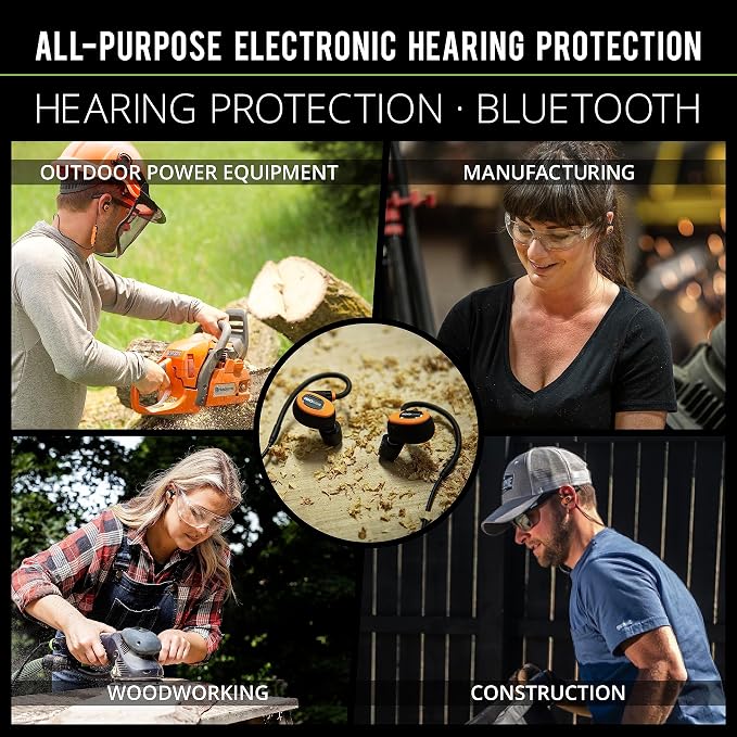 ISOtunes PRO 2.0 Bluetooth Earplug Headphones, 27 dB Noise Reduction Rating, 16+ Hour Battery, IP67 Durability, Noise Cancelling Mic, OSHA Compliant Professional Hearing Protector (Safety Orange)