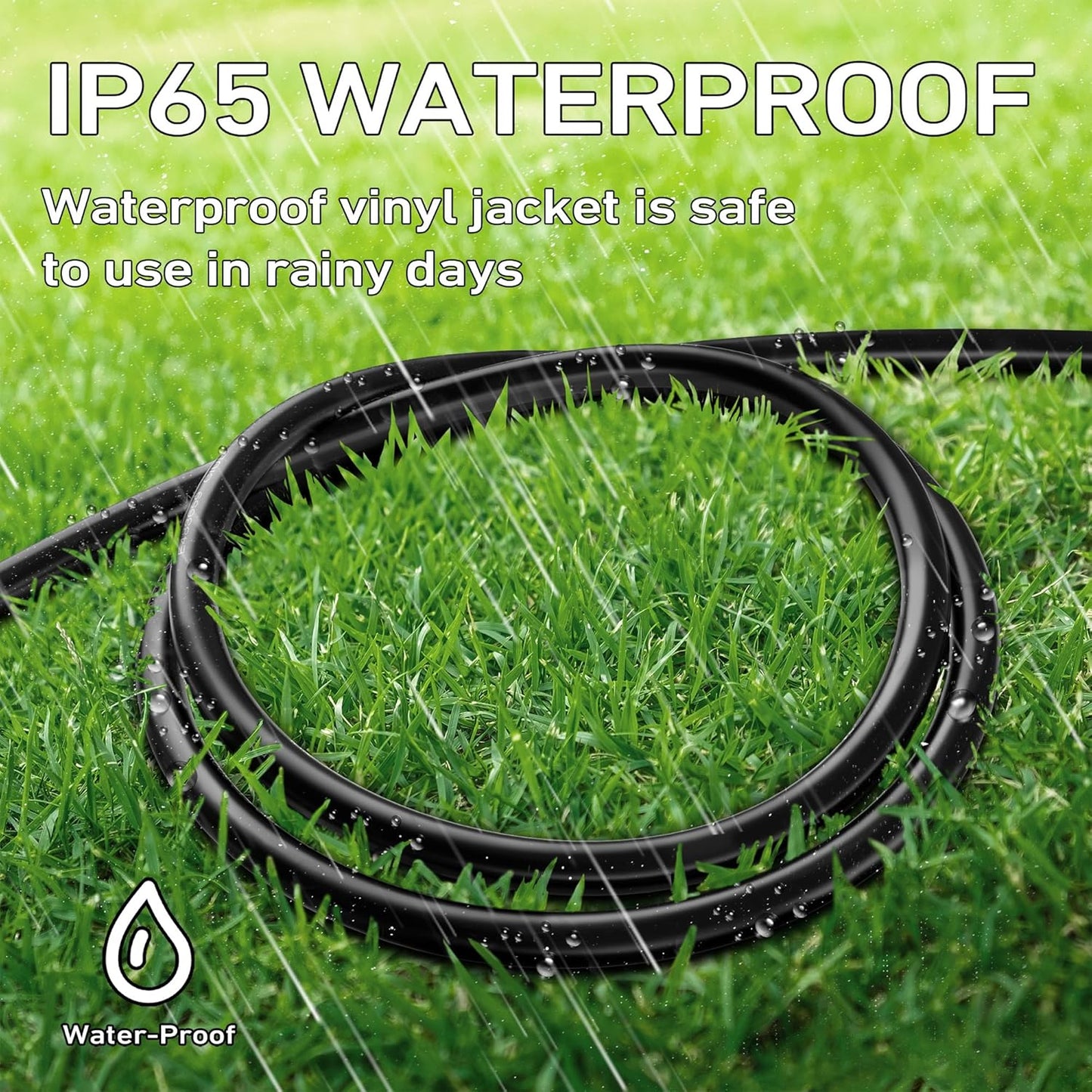LUCKY TL Indoor Outdoor Extension Cord, 16/3 Gauge Black Long Extension Cord 50ft, Waterproof Flexible Case, Made of Pure Copper, 13A 1625W 16AWG SJTW, 3 Prong Heavy Duty Wire, ETL