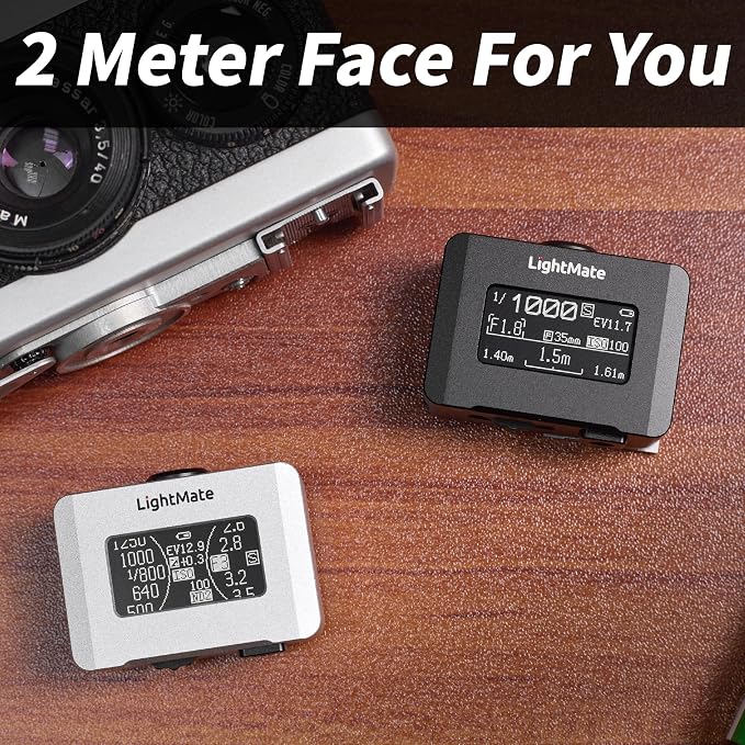 LightMate Area 2S Light Meter Photography & OV-X1 17° Retro Viewfinder, 0.96" Large OLED Screen, Ultra-Compact, Rechargeable Battery, for Leica & Other Film Cameras, Sliver