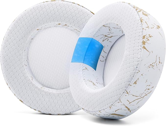 WC Freeze Virtuoso - Hybrid Fabric Cooling Gel Replacement Earpads for Corsair Virtuoso Gaming Headset, Made by Wicked Cushions, Improved Durability, Thickness and Sound Isolation | Gold Marble