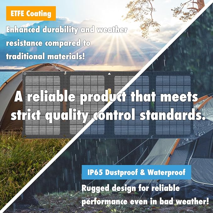28W Solar Panel Charger, Foldable Portable Solar Charger with USB-C and Dual USB-A Outputs for Phones, Tablets, Power Banks, Camping, Hiking, Backpacking and Emergency Preparedness