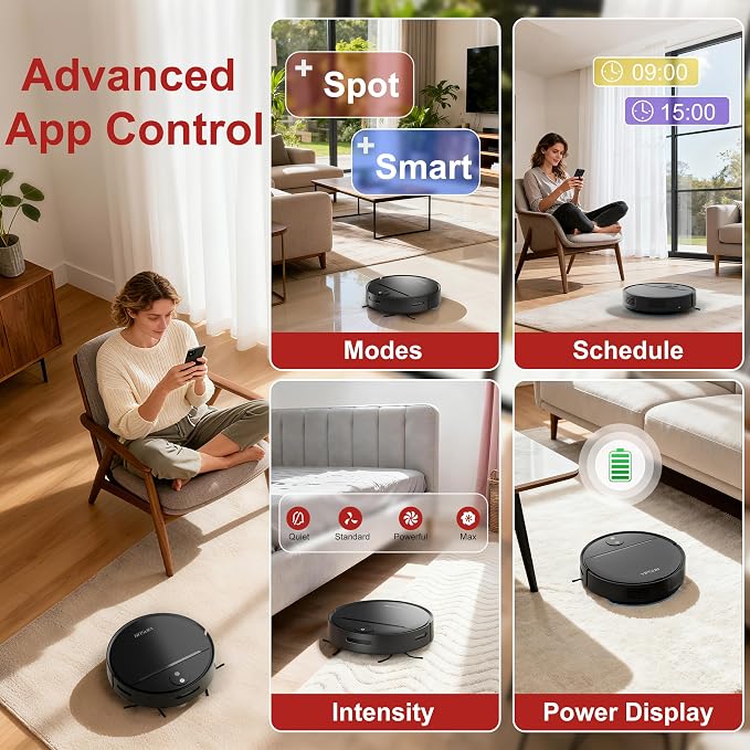 VIPSUN Robot Vacuum and Mop Combo with 4000Pa Suction, APP/Voice/Remote Control, Robotic Vacuums with Personalized Adjustment Setting, Self-Charging, Obstacle Avoidance, Smart Home Robot Aspiradora
