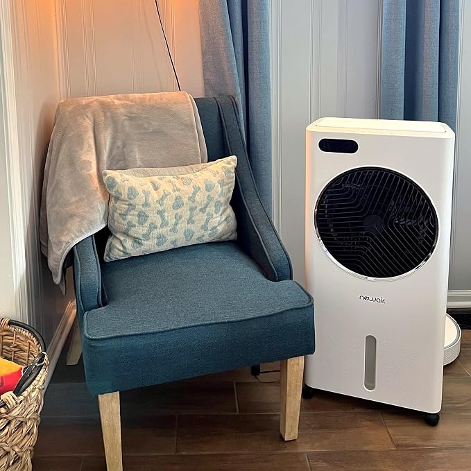 Newair Evaporative Air Cooler | AC Portable Air Conditioner Alternative with 1,600 CFM Airflow | Room Cooling Fan for Bedroom, Garage & Indoor Use | White
