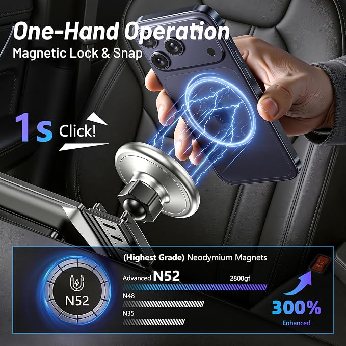 Car Mount for Mazda CX5 (2017-2025), Magnetic Phone Holder, Magsafe Car Mount Charger, Dashboard Phone Holder, 15W Wireless Fast Charging, Cell Phone Automobile Chargers, 2024 CX-5 Accessories