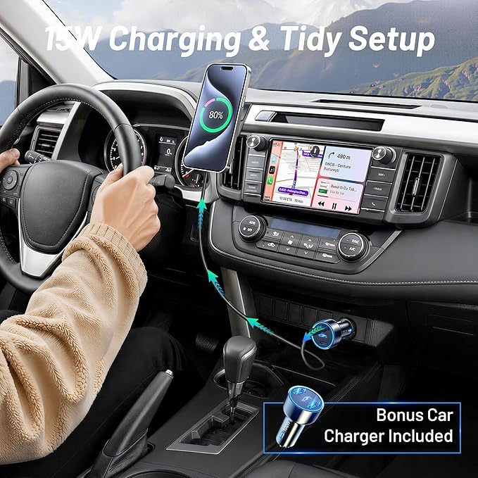Phone Mount for Toyota RAV4 (2013-2018),15W Wireless Car Charger,Magnetic Phone Holder,Dashboard Hands Free Mobile Holder,360° Adjustable,2014 2015 2016 2017 RAV-4 Interior Accessories,New Car Gifts