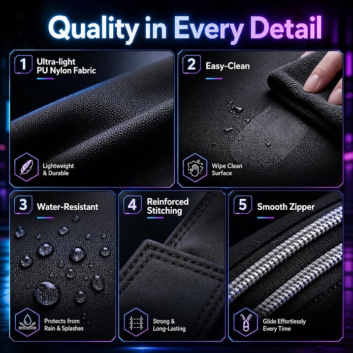 Portable Bluetooth Speaker Bag with Music-Sync LED Lights, Lightweight WaterResistant Crossbody Sling Bag for Men