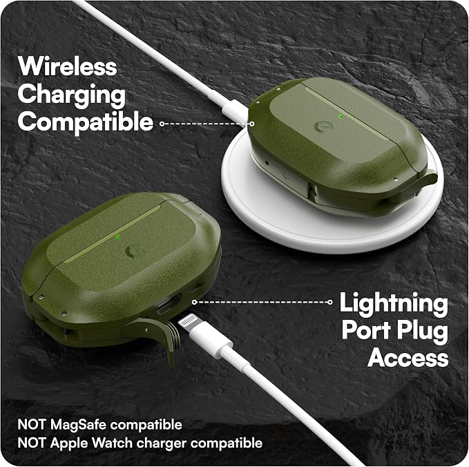 Keybudz for Waterproof AirPods Pro 3 Case with Lock - IP68 Waterproof and Dust Proof, Shockproof Protector, Heavy Duty Rugged Protection, Drop Proof Hard Cover for AirPods Pro 3rd Gen (Forest Green)