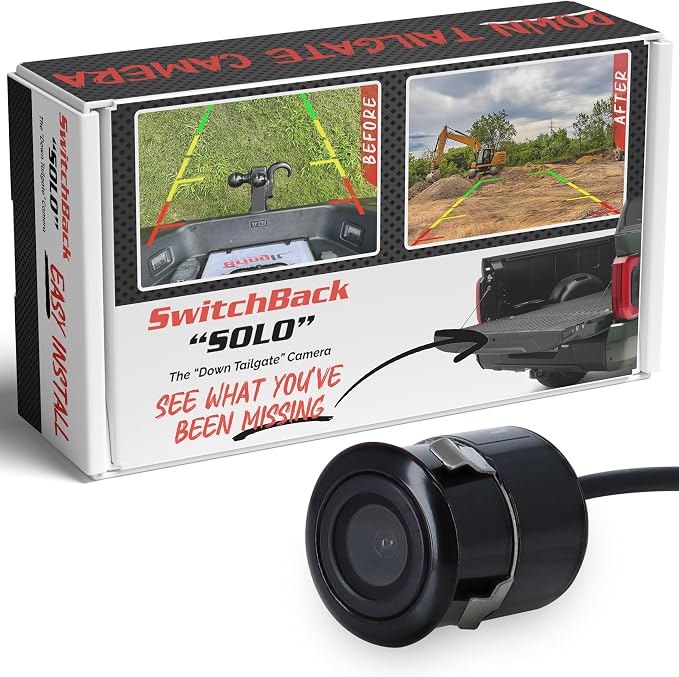 Switchback Solo Down Tailgate Backup Camera for Toyota – Back Up Camera Plug & Play for Toyota Tundra 2008-2020, Reverse Camera System, Down Tailgate Waterproof Backup Camera