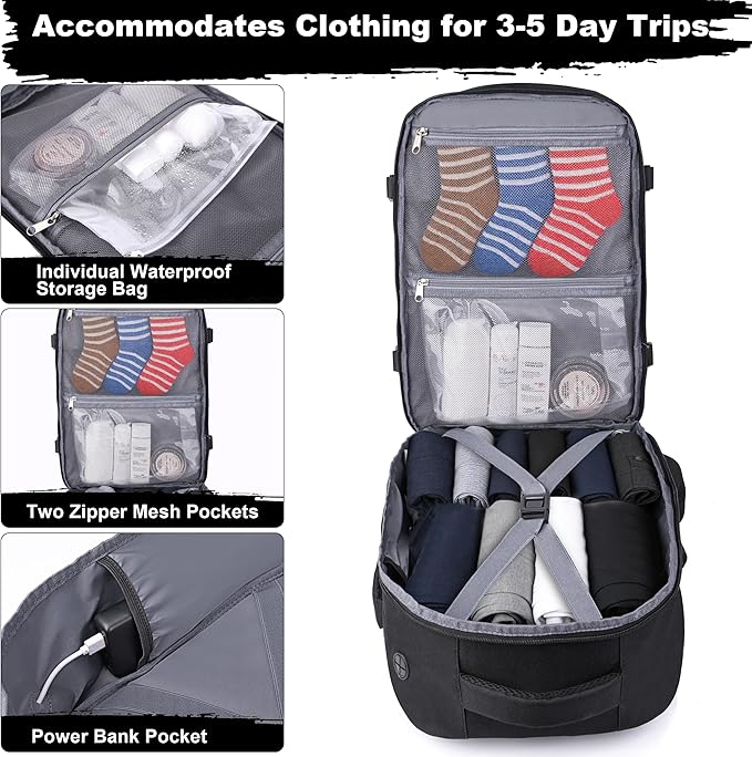 DEYACE Travel Backpack for Men Women, TSA Approved Carry On Backpack Personal Item Size Airplane Approved Weekender Bag, Water Resistant Lightweight Laptop Daypack for Flight