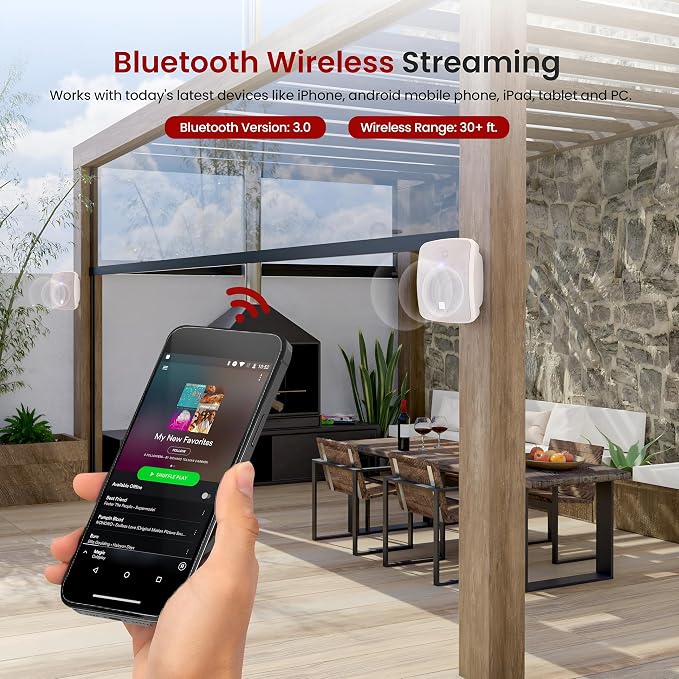 Pyle 600W Outdoor Bluetooth Speaker System | Marine Grade Active and Passive 2-Way Stereo Speakers with Built-In Amplifier | Home, Boat, Patio, Pool and Outdoor Use | RCA Inputs (Pair)