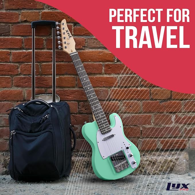 LyxPro 30” Electric Guitar TL Series, Full-Size Paulownia Wood Body, 3-Ply Pickguard, C-Shape Neck, Ashtray Bridge, Quality Gear Tuners, 3-Way Switch & Volume/Tone Controls, 2 Picks Included, Green