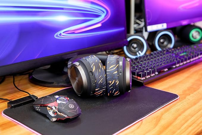 WC Freeze Virtuoso - Hybrid Fabric Cooling Gel Replacement Earpads for Corsair Virtuoso Gaming Headset, Made by Wicked Cushions, Improved Durability, Thickness and Sound Isolation |Navy Tiger