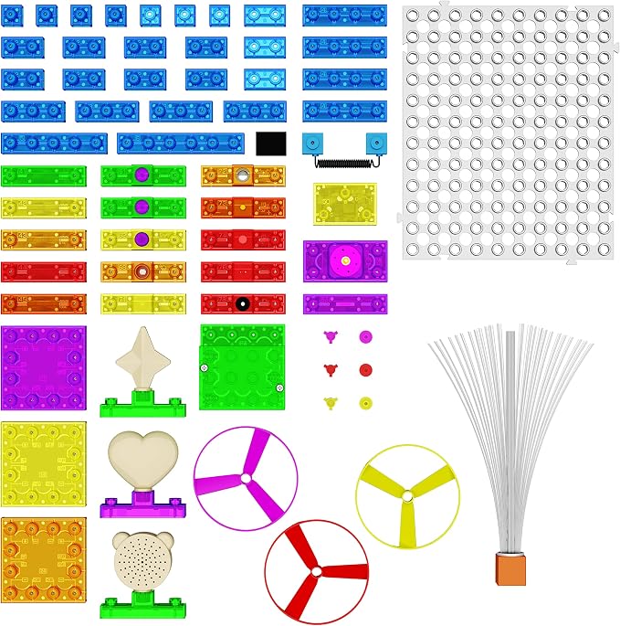 E-BLOX Build Your Own Glowing LED FM Radio Kit, 395 Fun STEM Electrical Science Projects, Building Blocks Circuit Toy Set for Kids, Birthday Gift, Boys, Girls, 8+