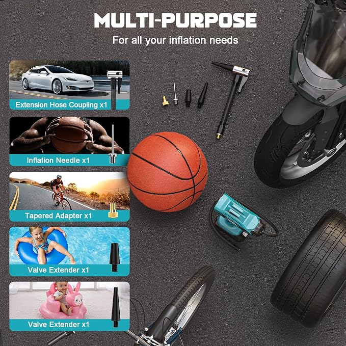 Tire Inflator Air Compressor Compatible with Makita 18V Battery, LIVOWALNY 160 PSI Cordless Portable Electric Air Pump 2026 Bigger LCD Digital Pressure Gauge for Car, Bike, Sport Ball (Tool Only)