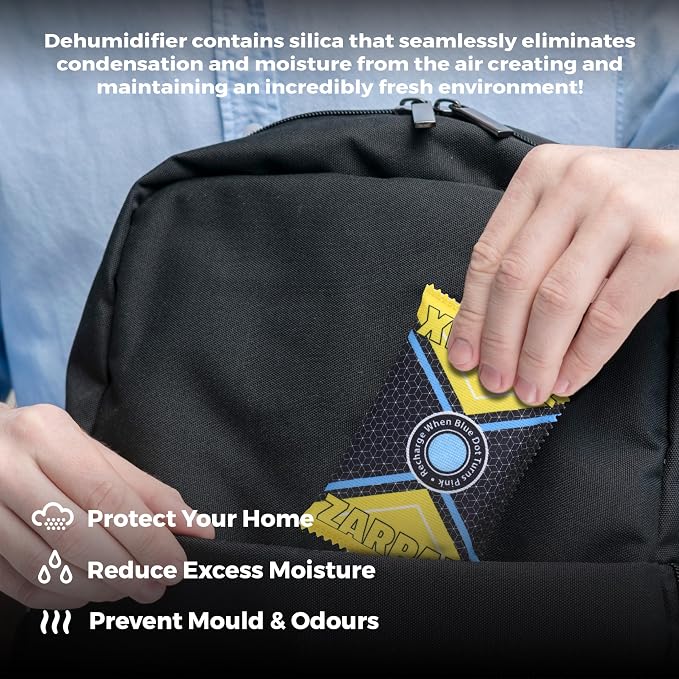 Zarpax 125g Rechargeable Desiccant Packs Dehumidifier Bag - 24 Pack - Moisture Absorbers For Safes, Car, Bathroom, Storage, Garage - Moisture Remover Eliminates Humidity - Reusable Desiccant Bags