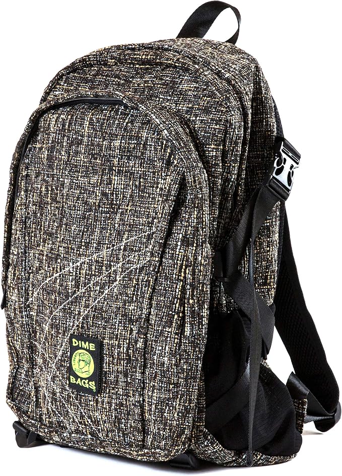 DIME BAGS Backpack For Travel, Durable Hempster Material, 9 Storage Compartments & 2 Side Bottle Pockets, Fits 17” Laptop, Adjustable Padded Straps, Hidden Internal Pocket (Concrete)