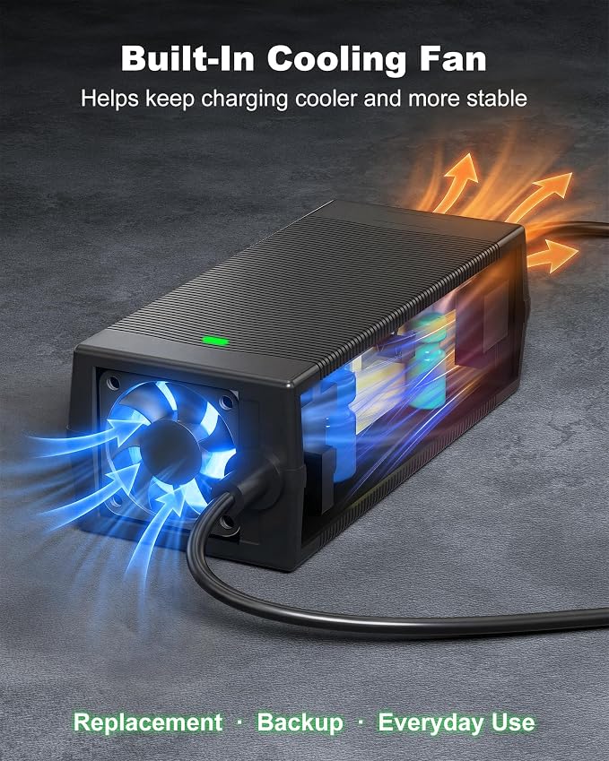 VHBW 54.6V 2A Charger Compatible with Caroma C1, E66 Pro, E68 Pro, Lightning, P1, P2 and P3 Electric Bikes, 5 Connector Tips, ETL Listed, 8.2 ft Cable, LED Indicator