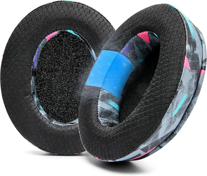 WC Freeze for Arctis Nova - Hybrid Fabric Cooling Gel Replacement Earpads for Arctis Nova Pro Wired, Nova 7, 5, 4, 3, 1 - Made by Wicked Cushions (Does Not Fit Nova Pro Wireless) | 90's Black