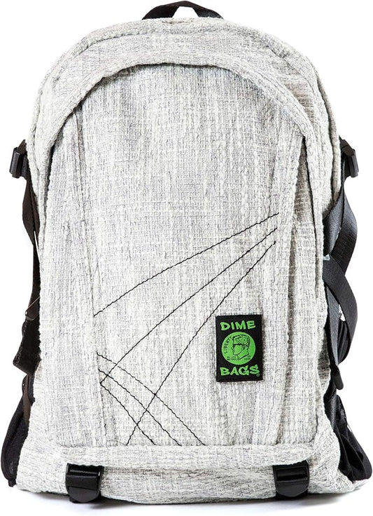 Dime Bags Backpack For Travel & School, Durable Hempster Material, 9 Storage Compartments & 2 Side Bottle Pockets, Fits 17” Laptop, Adjustable Padded Straps, Hidden Internal Pocket (Gray)
