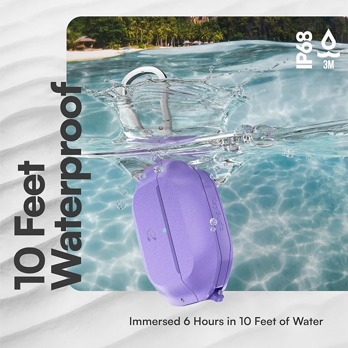 Keybudz for Waterproof AirPods Pro 3 Case with Lock - IP68 Waterproof and Dust Proof, Shockproof Protector, Heavy Duty Rugged Protection, Drop Proof Hard Cover for AirPods Pro 3rd Gen (Wild Lavender)