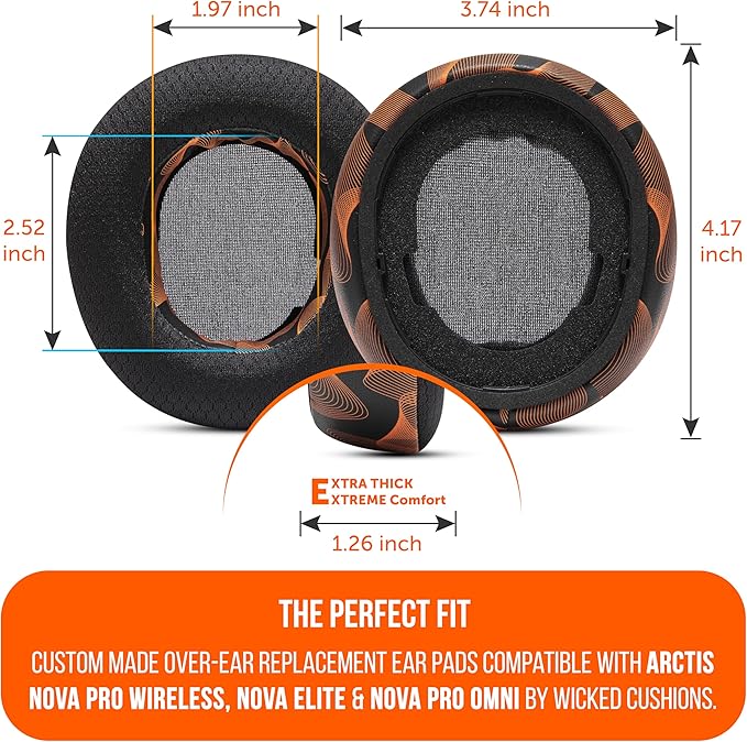 WC Modkit V2 Nova Pro Wireless, Pro Omni, & Elite - Gel Earpads, Extra-Wide Headband, & Side Plates for Arctis Nova Pro Wireless, Nova Elite & Nova Pro Omni by Wicked Cushions | Kinetic Wave