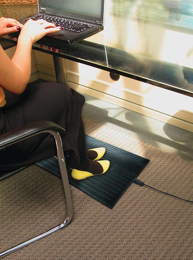 Cozy Products Electric Foot Warmer, Large and Portable Heated Rubber Mat, Personal Space Heater for Home, Office, Garage, and Car, 120 Watts, 8 lbs, 22.95" x 13.97" x 0.70"
