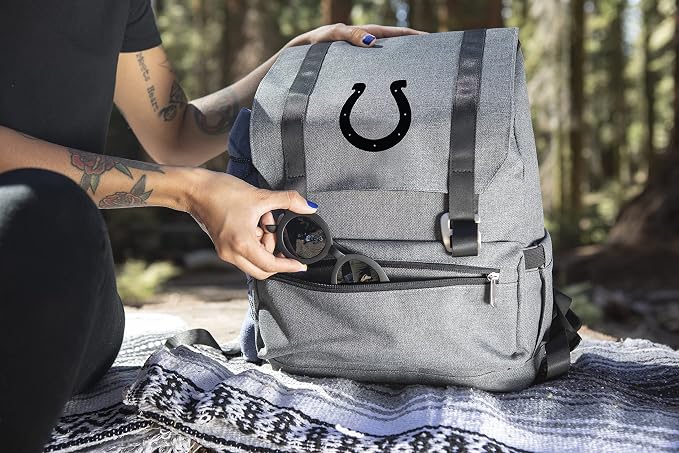 Picnic TIME NFL Indianapolis Colts OTG Traverse Backpack Cooler - Soft Cooler Backpack - Hiking Backpack, (Heathered Gray)