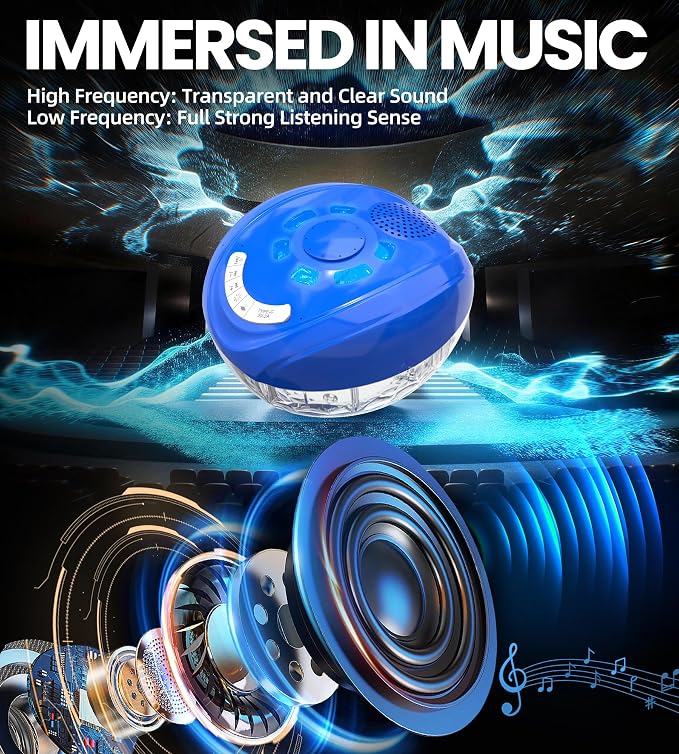 FluSing 3 in 1 Pool Fountain with Bluetooth Pool Speaker,Rechargeable Floating Pool Fountain with Light,Pool Water Fountain Pump IP68 Waterproof Pool Speaker,BT5.4,Above Ground Pool Fountain-Deep Blue