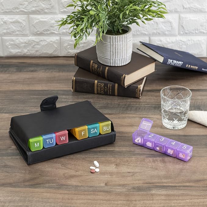 e-Pill 5 Times a Day x 7 Day Large Weekly Pill Organizer, Vitamin and Medicine Pill Box - with Discreet Case and Pill Reminder