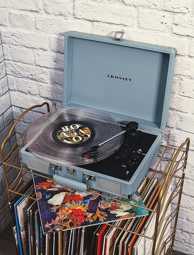Crosley CR8005F-TN Cruiser Plus Vintage 3-Speed Bluetooth in/Out Suitcase Vinyl Record Player Turntable, Tourmaline
