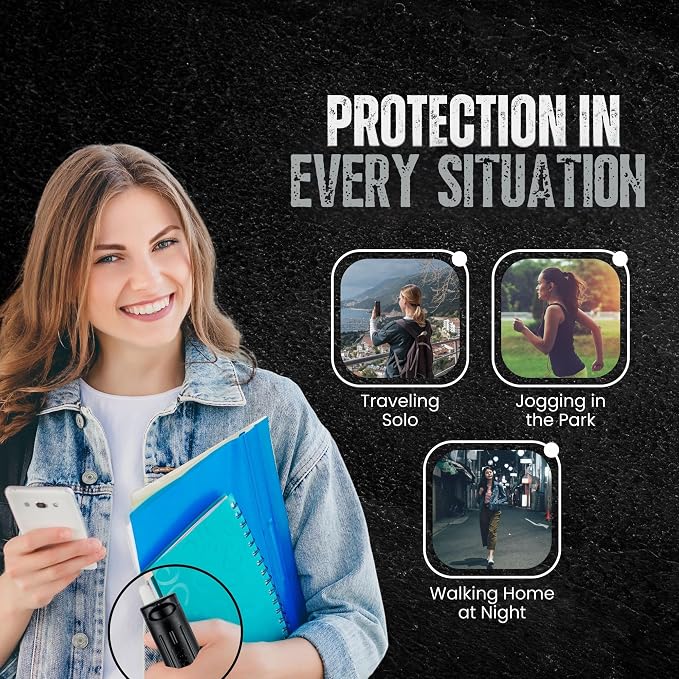 Police Magnum Personal Safety Alarm & Pepper Spray Combo Self Defense Pack for Women- Loud 135db Siren with Light & Max Strength Flip Top Pepper Spray Protection