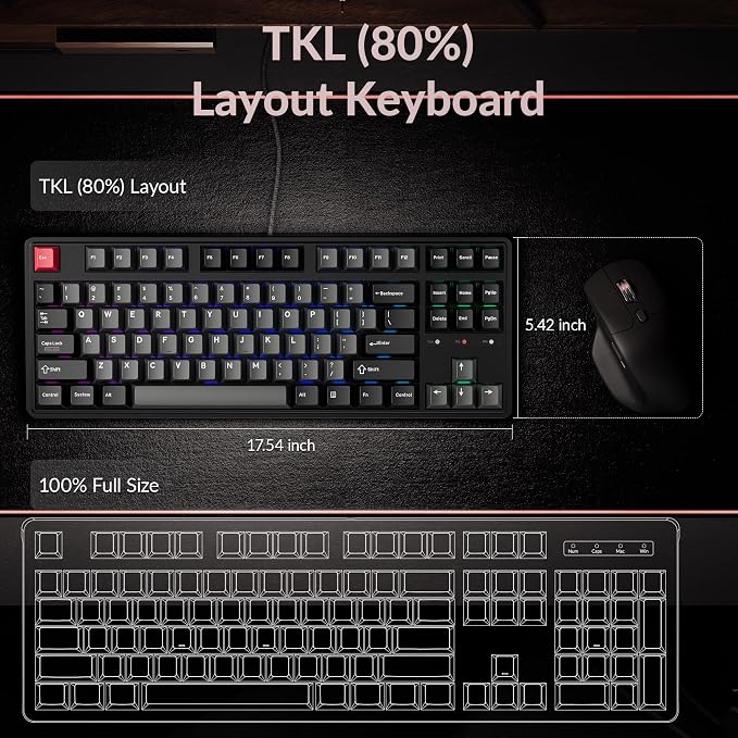 Keychron C3 HE TKL Wired Mechanical Keyboard (80% Layout), Magnetic Switches with Adjustable Actuation, Rapid Trigger, QMK/Launcher Web Programmable, RGB Backlit, PBT Keycaps for Mac/Windows/Linux