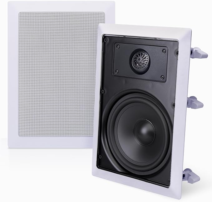 Pyle 150 Watts 5.25'' In-Wall / In-Ceiling Stereo Speakers - 2-Way Flush Mount Stereo Sound Speakers | 5-1/4'' Midbass Speaker - White (Pair)