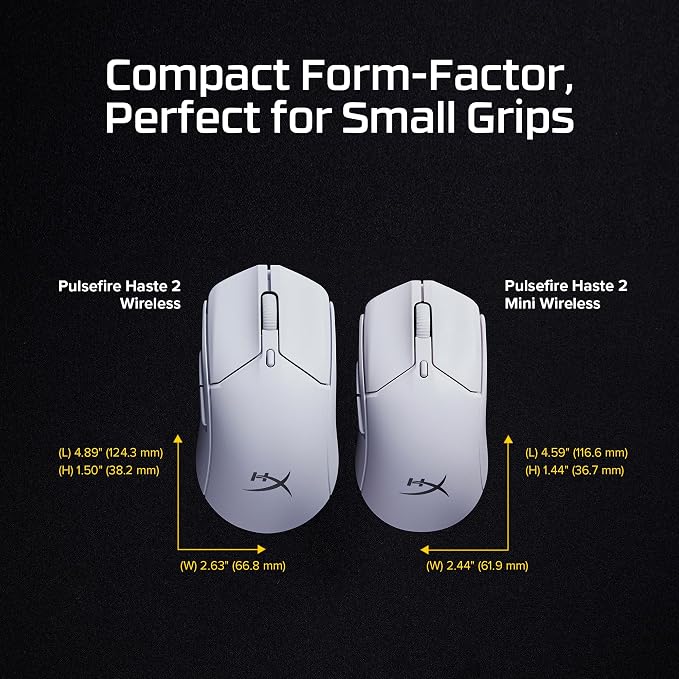 HyperX Pulsefire Haste 2 Mini – Wireless Gaming Mouse for PC Compact Lightweight Bluetooth 2.4GHz Black