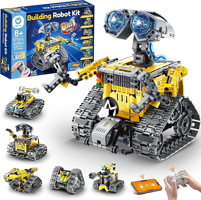 Bundle - 2 Items: Sillbird Solar Robot Toys & Robot Building Kit with Remote Control for Boys Ages 8-14, Christmas STEM Robotics Technic Toy, Coding Gift for Kids