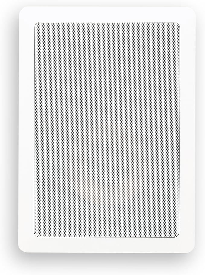 Micca M-6S 2-Way in-Wall Speaker, 7.3"(W) by 10.7"(H) Cutout, Home Theater, Whole House Audio, Indoor or Covered Outdoor, 6.5" Woofer, 1" Tweeter, White, Paintable, Each