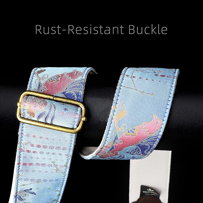Guitar Strap, Embroidery Jacquard Adjustable Guitar Straps for Acoustic/Bass/Electric Guitar, Includes Guitar Pick, Strap Button and Strap Lock, Constellation Gift (Libra)