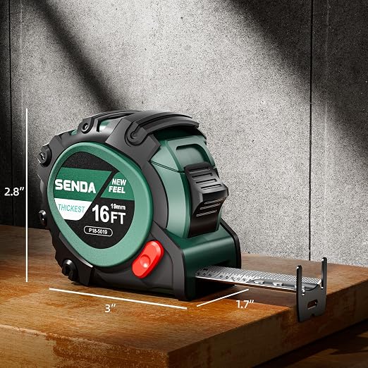 SENDA 4 Pack Tape Measure 16Ft - Heavy Duty Tape Measure with 25mm Wide with Three Stops, High Precision Measuring Tape Retractable Measuring Tape, Rubber for Comfortable Grip, Fraction Markings