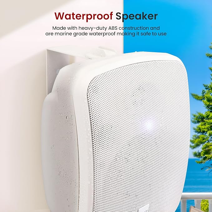 Pyle 600W Outdoor Bluetooth Speaker System | Marine Grade Active and Passive 2-Way Stereo Speakers with Built-In Amplifier | Home, Boat, Patio, Pool and Outdoor Use | RCA Inputs (Pair)