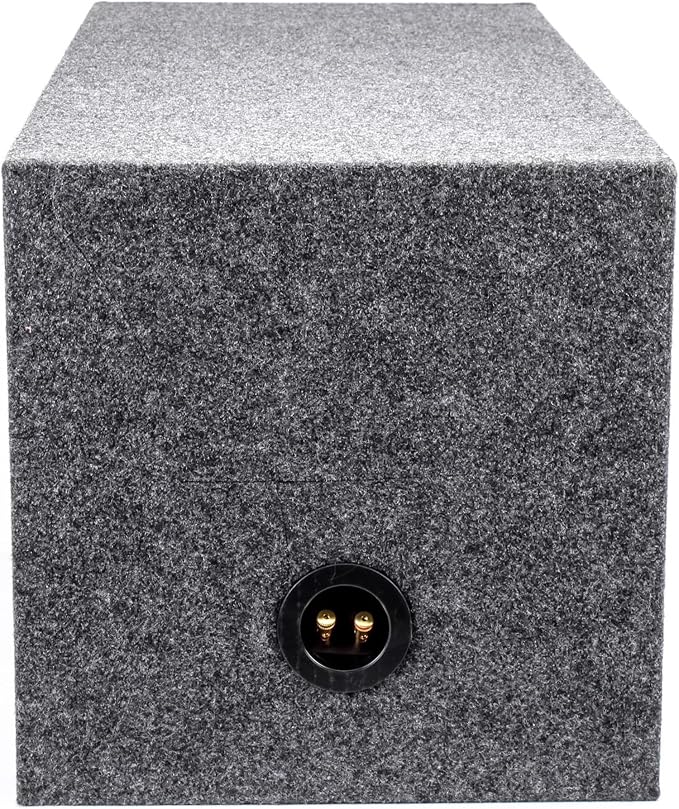 QPower 12 Inch Heavy Duty Dual Sealed Carpet Covered Car Audio Vehicle Subwoofer Enclosure Woofer Box with Spring Loaded Terminals, Charcoal Gray