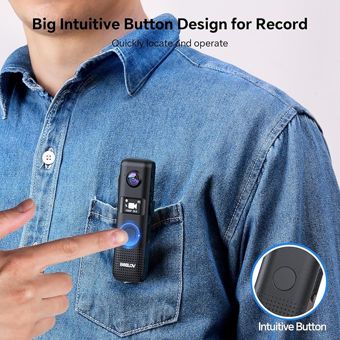 BOBLOV C18 128G WiFi Body Camera: One-Touch Recording and Small OLED Screen for User Friendly, 4Hours Recording, 1080P Wearable Cam with 1/4" Tripod Thread for Biking, Security, Personal Use