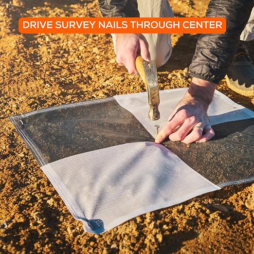 Sky High Bull's-Eye (24"x24") Degradable Drone Ground Control Point GCP with 30 Staples (Black/White Checkerboard) | Aerial Targets for Drone Mapping & Surveying | Compatible with DroneDeploy & Pix4D
