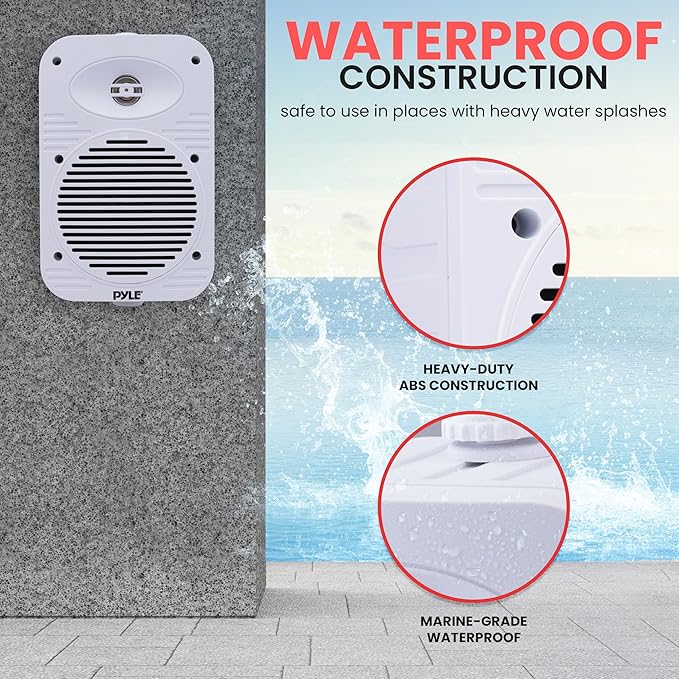Pyle 500 Watt Bluetooth Indoor Outdoor Speakers Pair - Dual Waterproof 5.25” 2-Way Full Range Speaker System w/ 1/2” High Compliance Polymer Tweeter | Home, Boat, Marine, Deck, Patio, Poolside (White)