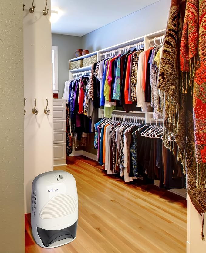 Ivation IVADM35 Powerful Mid-Size Thermo-Electric Dehumidifier - Quietly Gathers Up to 20 Ounces of Water Per Day - for Bath Room, Basement, Attic, Boats, Rv Ect - for Spaces Up to 2,200 Cubic Feet