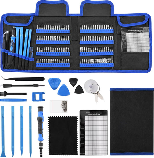 Precision Screwdriver Set, 168 Pcs Small Screwdriver Set with Ergonomic & Retractable Handle, Flexible Shaft, Strong Magnetic Design for iPhone, MacBook, Laptop, PC, Game Console